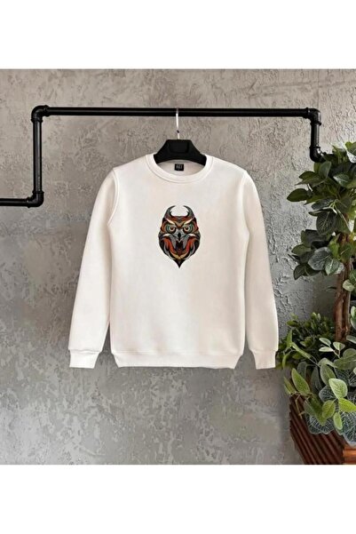 Massgai Φούτερ με λαιμόκοψη Unisex Oversize - Σχέδιο εμπριμέ κουκούλα