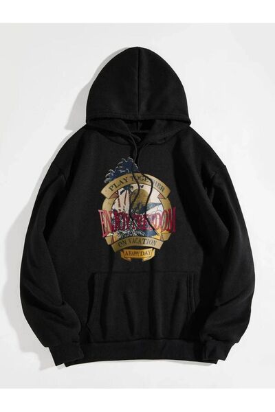 Massgai Hanorac oversize cu glugă unisex - Hanorac cu glugă cu imprimeu