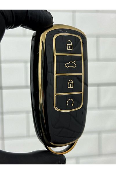GMA KEYS Chery Tiggo 8 Pro - Omoda 5 Tiggo 7 Avantgarde Nano, Black Gold Key Case, 1st Quality