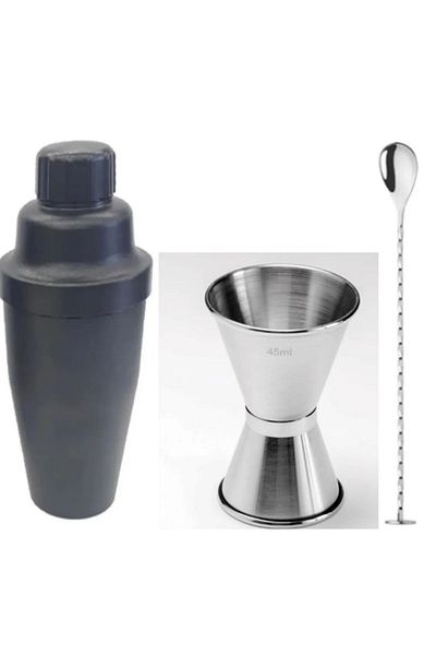 adin tasarım 700 ml Cocktail Set - 3 Pieces, Shaker, Jigger and Spoon
