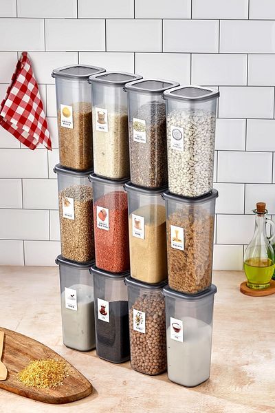 FBZhome 1700 ml Mega Size 12-Piece Food Storage Set - Jar with Label and Vacuum Lid