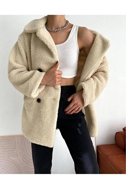 Genel Markalar Dört Düğmeli Peluş Mont
