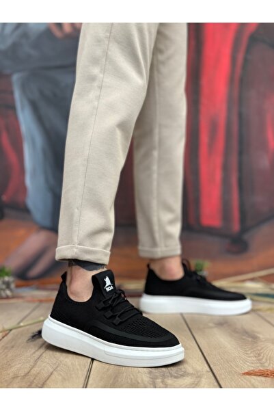 BOA BA0375 Black Knitted Knitwear Sports Shoes - Light and Comfortable