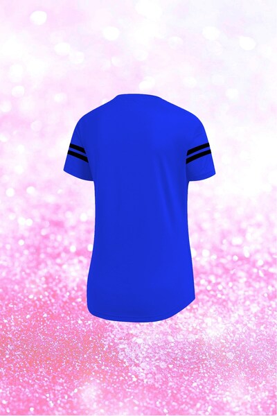 POSEIDON STORM Tricou de damă de mărime mare, albastru, cu gât rotund, elegant, confortabil, 4xl-10xl