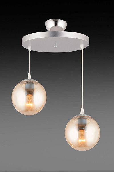 SONSUZ AYDINLATMA&AVİZE Pendant Lamp Tray Chrome 2-Piece Honey Glop Glass Luxury Chandelier