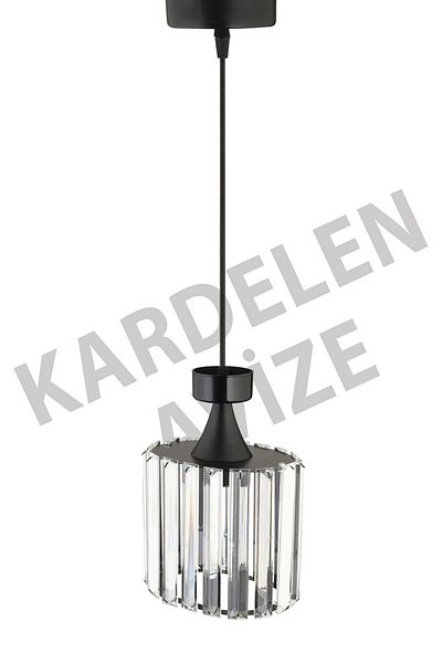 SONSUZ AYDINLATMA&AVİZE Luxury Chandelier - Black Single Pendant Lamp with Crystal Stone Downward Facing