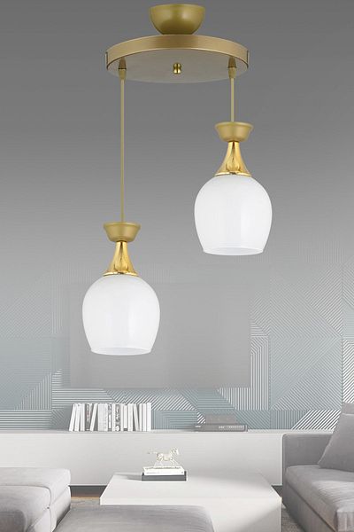 Docklight Pendant Lamp Tray 2 Antique Bell Jar White Glass Modern Downward Facing Chandelier