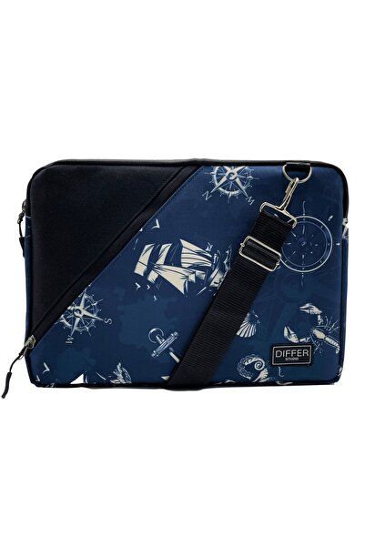 Differ 15,6'' Inç Okyanus Desen Siyah Su Geçirmez/askılı/laptop/macbook/notebook/evrak/kılıf/çanta
