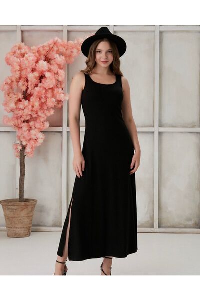 MODAMETRE COPY - Γυναικείο φόρεμα καμισόλ με λουράκι με σκίσιμο στο πλάι