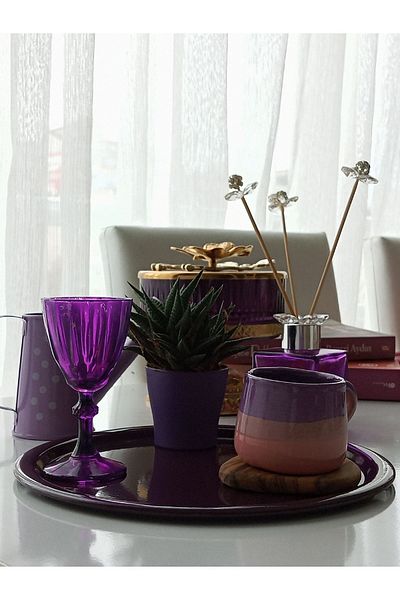 AZRAM HOUSE Single person presentation tray in purple color