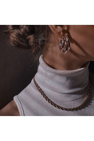 AychaAksesuar Imported Steel silver color 3-piece ring model non-tarnish earrings ring multi-earrings