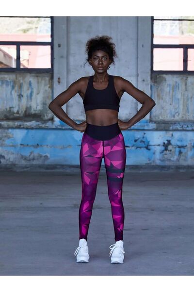 lismina Mor Geometrik Desen Ekstra Yüksek Bel Toparlayıcı Tayt.