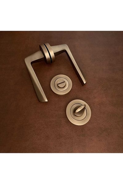 KOLDOOR Yellow Luxury Pyramid Mat with Round Rosette - WC Bathroom Door Handle 1 Set