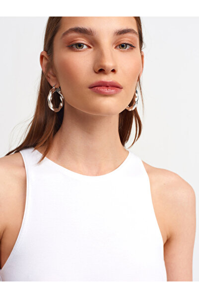 Dilvin 3694 Halter Yaka Tshırt-Beyaz