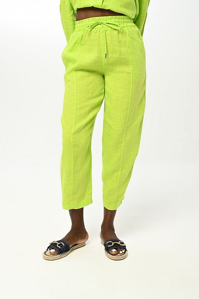 Orfeo Negro Women's - Straight Linen Pants, Comfortable Fit and Elastic Waist