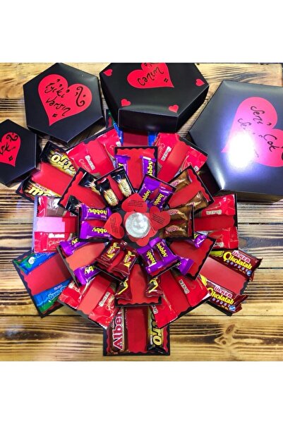Sevgiliye Hediye Çikolatalı Patlayan Kutu  Kar Küresi Kalpli Sözler Kombin