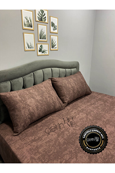 Çetinhome Fabric Fitted Sheet Set - Double and Oversized Shadow Chocolate