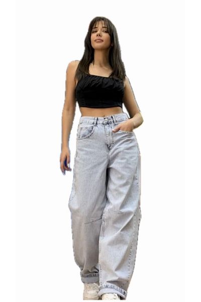 LAMİRAMOOD Pantaloni largi de damă Lycra Snow Palazzo cu talie super înaltă - cu cataramă în talie