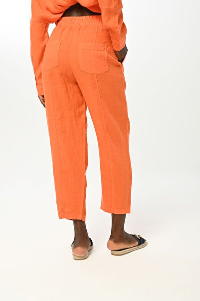 Orfeo Negro Women's - Straight Linen Pants, Comfortable Fit and Elastic Waist