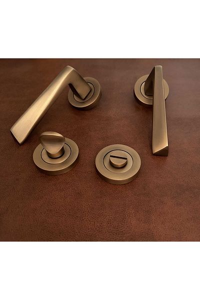 KOLDOOR Yellow Luxury Pyramid Mat with Round Rosette - WC Bathroom Door Handle 1 Set