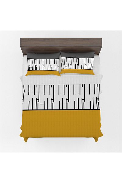 yok yok evim eve dair her şey Mustard Piano Double Pique and Pillow Set