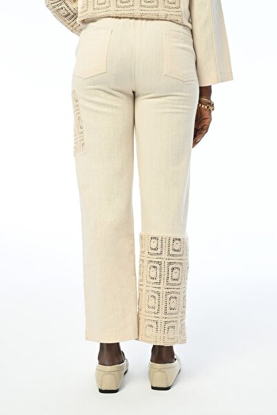 Orfeo Negro Δαντελένιο Γυναικείο Βαμβακερό Παντελόνι - Χρώμα Natur