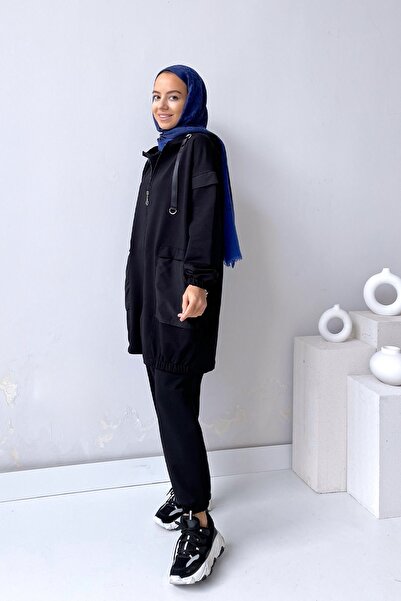Ka Hijab Black Pocket Detailed Suit Set