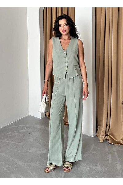 Laluvia Set vestă și pantaloni din in Çağla Lavin - 100% bumbac