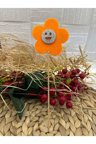 Deniz Party Store 19 Cm Orange Syllable Daisy - Long Toothpick, 10 Pieces