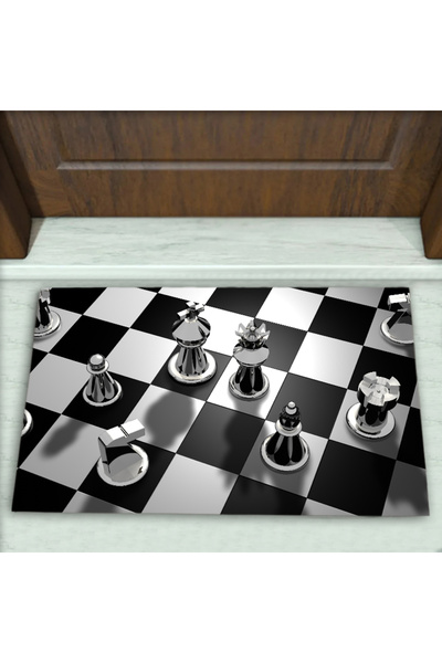 Colorix Carpet Santranç Desenli Dekoratif Kapı Önü Paspası No: 1262