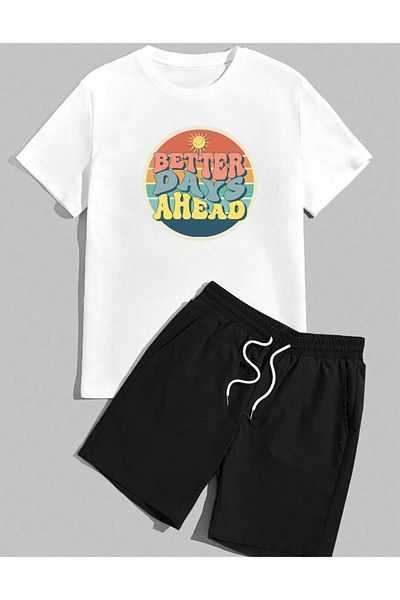 Mella&Co Crew Neck Printed T-Shirt and Shorts Set
