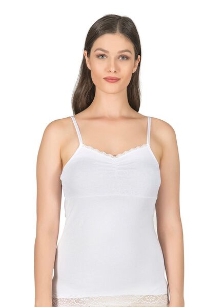 ÖZKAN underwear Özkan 3167 Önü Büzgülü Ip Askılı Kadın Atlet