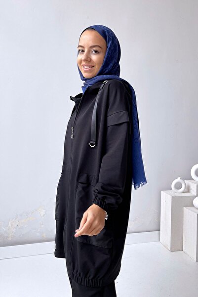 Ka Hijab Black Pocket Detailed Suit Set