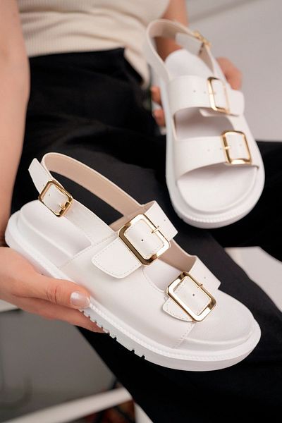 StWenn White Orthopedic Women's Sandals - Comfortable Puff, Anatomical Design