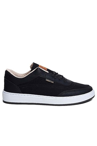 İmerShoes Black and White Men's Sneakers - Comfortable Linen, Lace-up, Non-Sl...