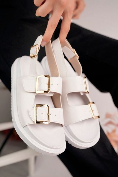 StWenn White Orthopedic Women's Sandals - Comfortable Puff, Anatomical Design