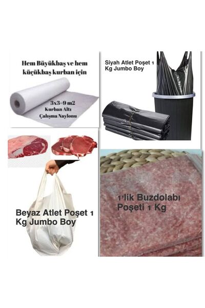 ELİF AMBALAJ Kurban Poşeti Seti Kurban Eti Paketleme Bölme Taşıma Poşetleri