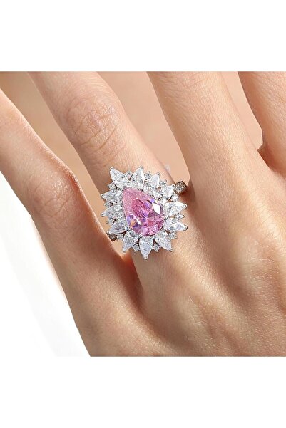 Effective Diamond Londra Tutkusu Pink Taşlı Gümüş Yüzük