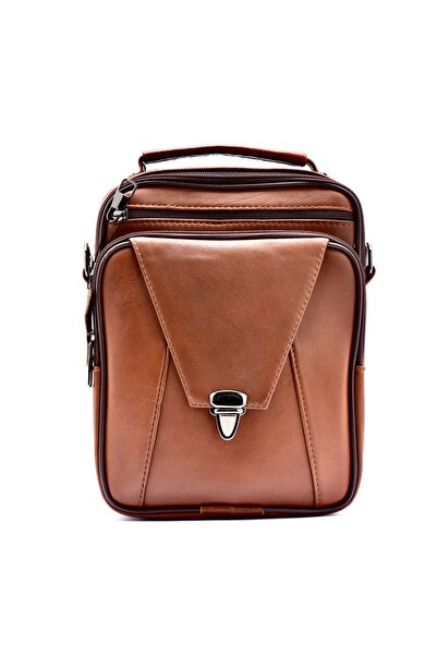 CüzCan Genuine Leather Men's Hand and Shoulder Bag - Antique Tan