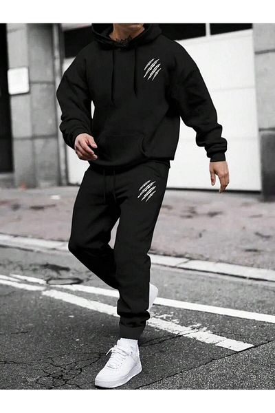 Hunors Sportswear & Company Ανδρική φόρμα oversize με κουκούλα από βαμβακερή φόρμα - Beast Printed