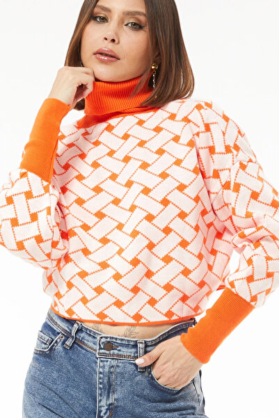 Go Veform Помаранчевий трикотажний жіночий кроп-топ з рибальським коміром - Z...