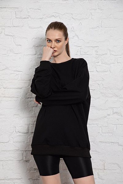 MyBen Unisex Long Sleeve Black Oversize Sweatshirt Irf051 Irf051