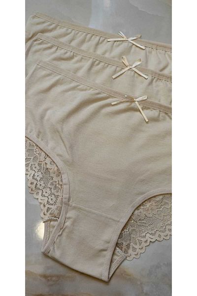 AVESŞENER High Waist Lace Women's Bato Panties - 3-Piece Plus Size Slip Set