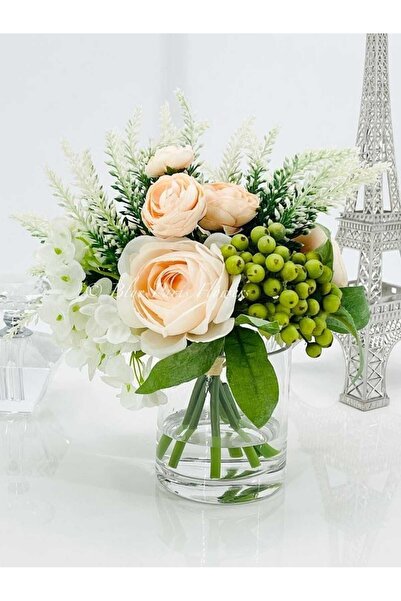 P H Panayır Home Cam Düz Masa Üstü Yuvarlak Vazo, Silindir Saksı Mumluk, Çiçeklilk 10x10 Cm