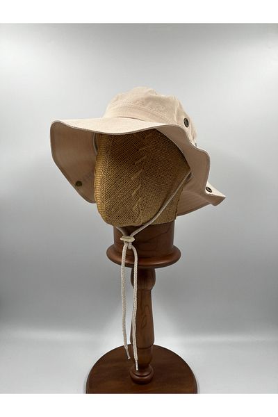 MARBERRY Unisex Beige Safari Linen Bucket Hat
