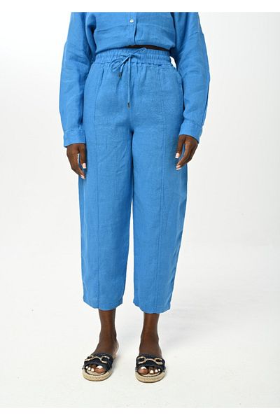 Orfeo Negro Women's - Straight Linen Pants, Comfortable Fit and Elastic Waist
