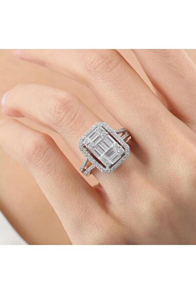 Mia Vento Pırlanta Montür Baget Geleneği Gümüş Yüzük