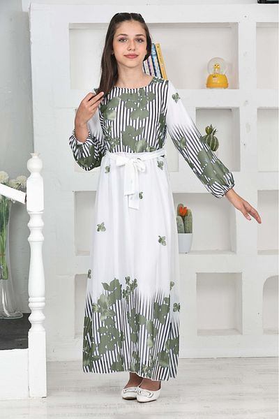 Asortix Rochie Hijab Lungă din șifon căptușită din bumbac pentru fetiță