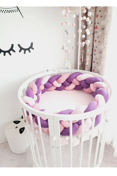 Jaju Baby Mor Tasarım Üç Renkli 90x190 4 Örgü Koruma Montessori/beşik Yatak K...