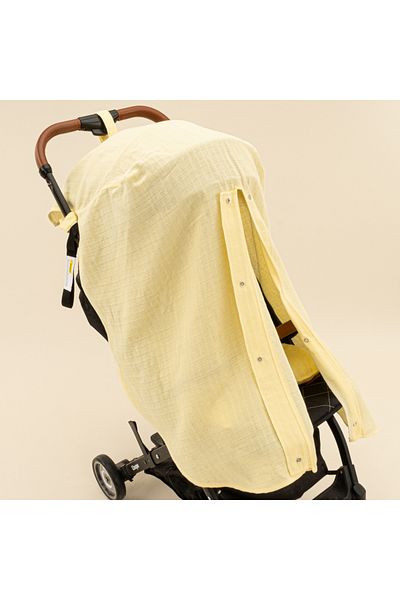 Yunikobaby Yellow Muslin Muslin Baby Stroller Cover and Cushion